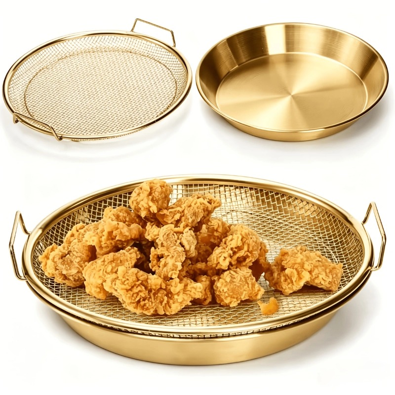 Kitchen Gadgets Air Fryer - ตะแกรงกรองน้ำมันสำหรับหม้อทอดไฟฟ้าแบบหนัก ทนทาน พร้อมถาดรอง ตะแกรงกรองน้ำมัน แผ่นรองหม้อทอดไร้น้ำมัน อุปกรณ์เสริมสำหรับครัว
