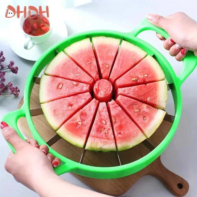 Watermelon Slicer Cutter - เครื่องตัดที่หั่นแตงโมจาก koni ทำจากสแตนเลสรูปทรงกังหันลมขนาดใหญ่ตัวแบ่งผลไม้อุปกรณ์ในครัวใช้งานสะดวก