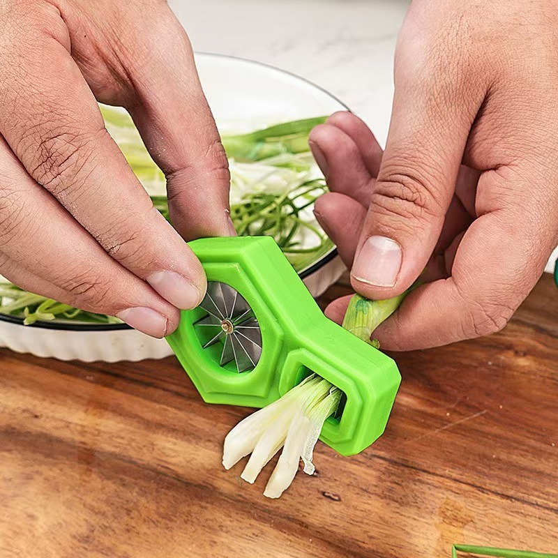 Kitchen Gadgets Drawing - เครื่องมือครัว เครื่องตัดต้นหอม เครื่องตัดต้นหอมสแตนเลสแบบดอกพลัม เครื่องมือตัดต้นหอมแบบเร็วสำหรับใช้ในครัวเรือน