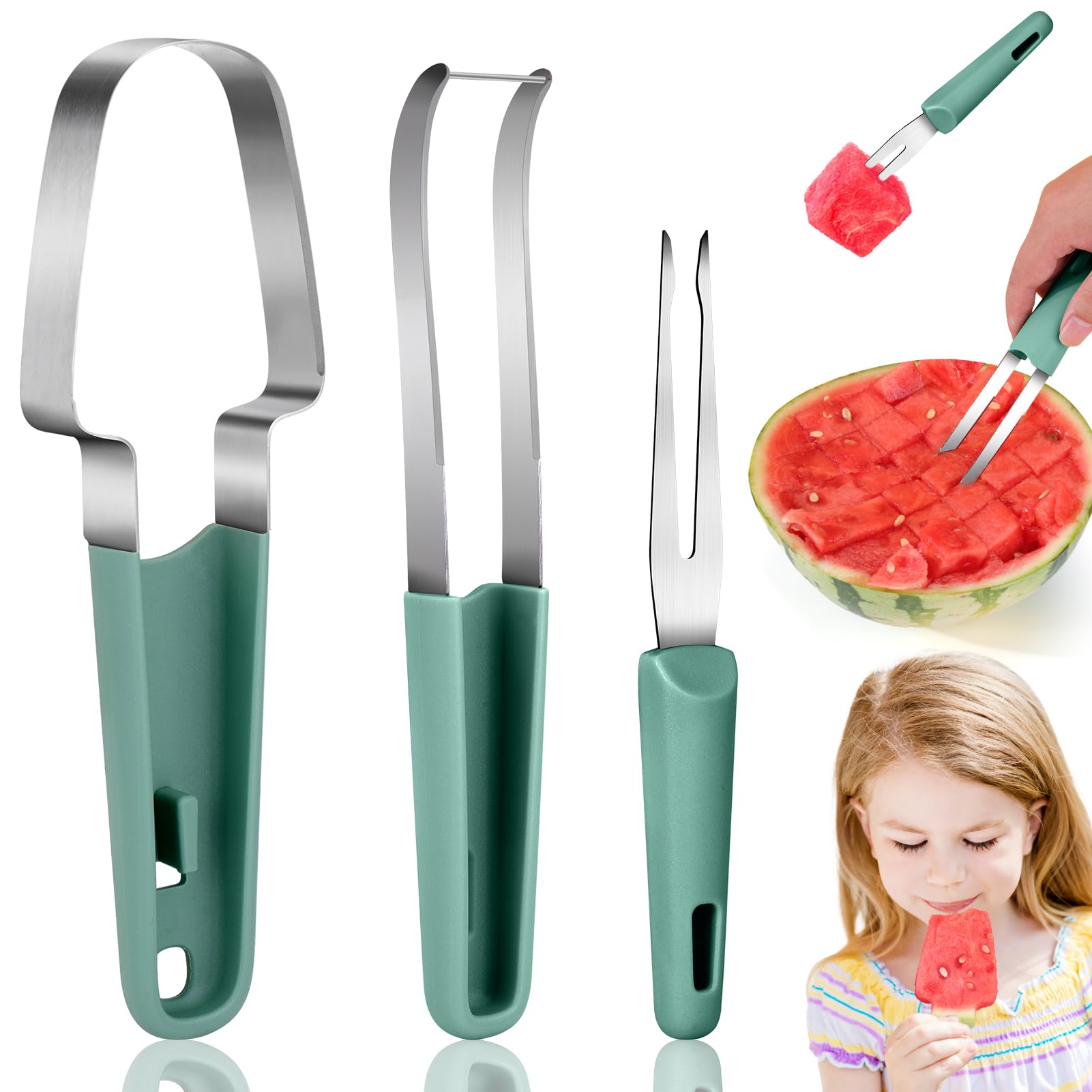 ชุดส้อมตัดแตงโม 3 in 1 พร้อมที - Watermelon Slicer Cutter บทวิจารณ์และราคา