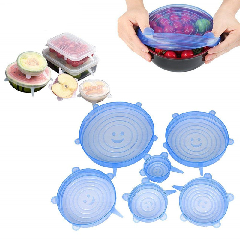 6ชิ้นฝาหม้อซิลิโคนยืดได้อุปกรณ - Kitchen Gadgets List บทวิจารณ์และราคา