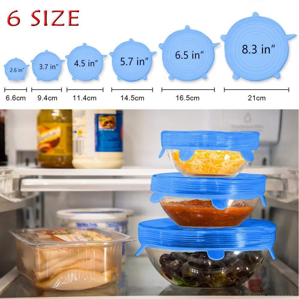 6ชิ้นฝาหม้อซิลิโคนยืดได้อุปกรณ - Kitchen Gadgets List บทวิจารณ์และราคา